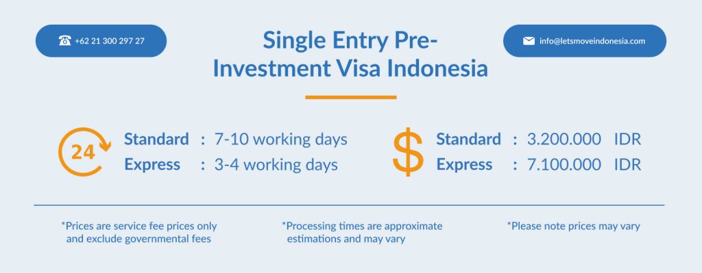 Single Entry Pre-Investment Visa